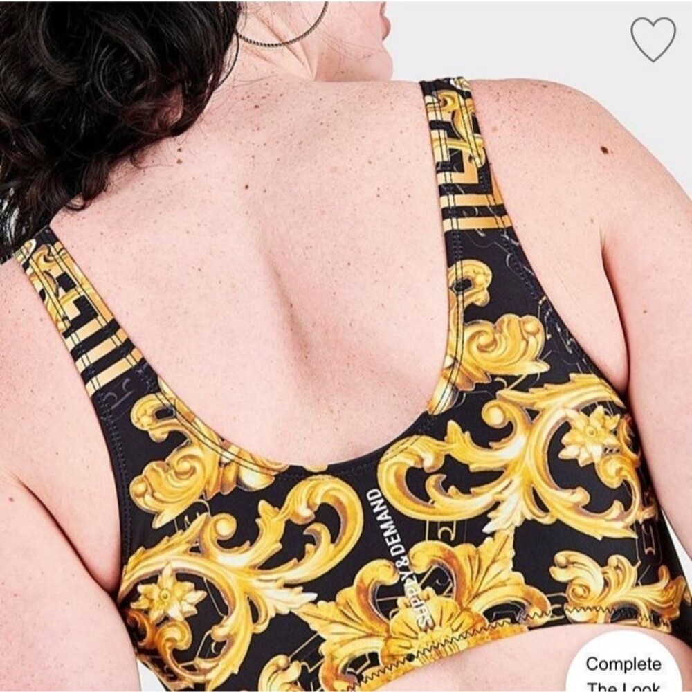 Swimsuit One Piece Women's M Black and Gold Zipper Swimsuit Cutout Women's M A1 - Picture 6 of 10